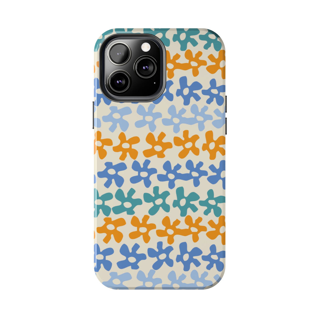 Floral Stripe Tough Phone Case — Colorful Retro Doodle Protection