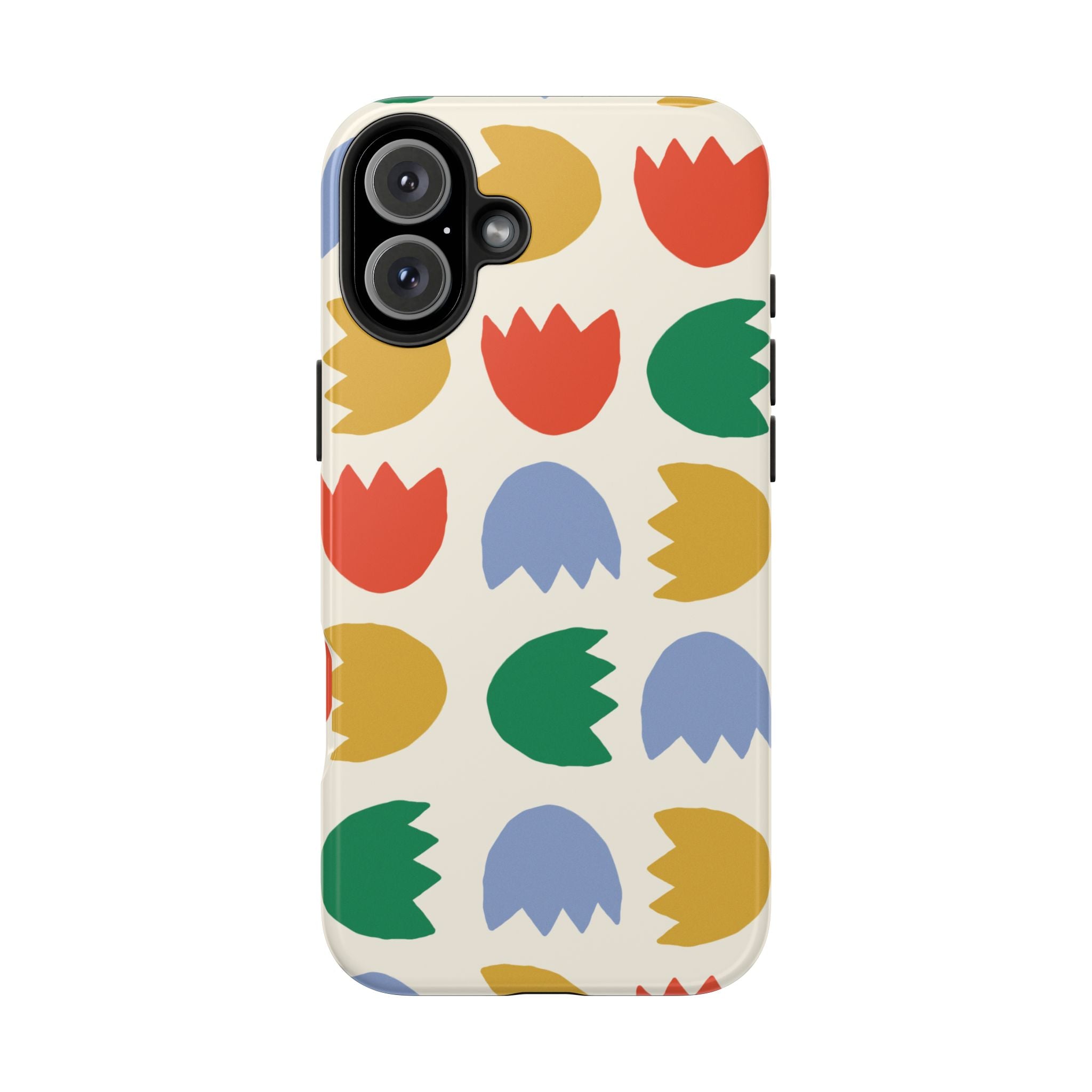 Tough Phone Case — Retro Tulip Pattern Green Floral Protective Cover