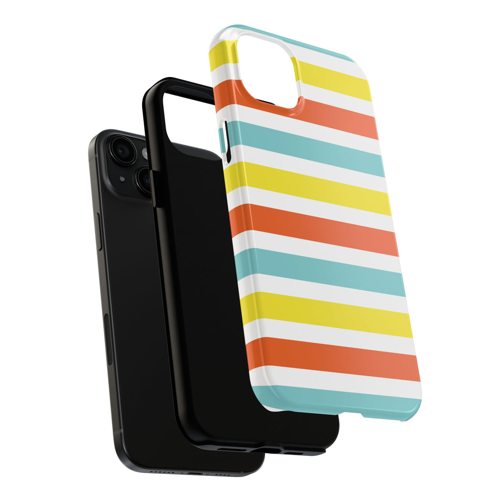 Striped Tough Phone Case — Retro Summer Color Block iPhone Case