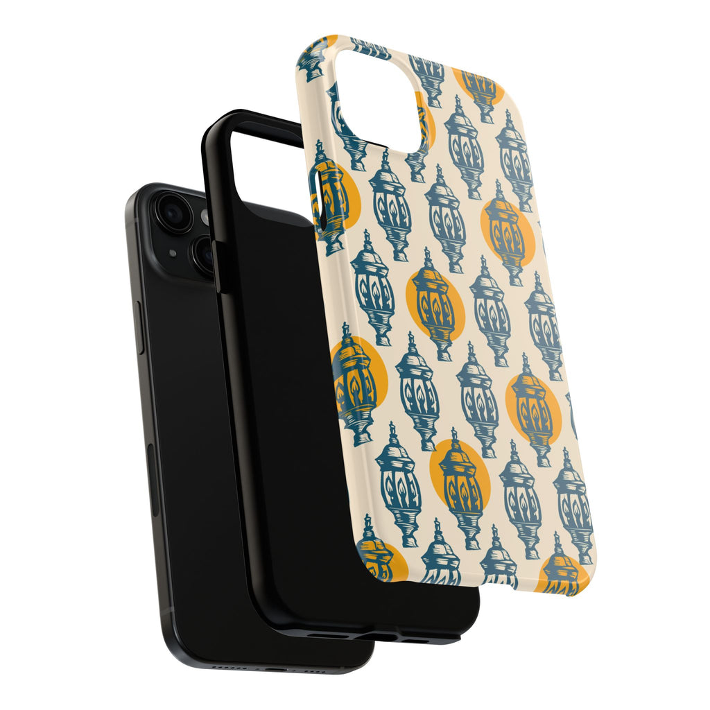 Tough Phone Case — Blue & Mustard Lantern Pattern Slim Protective Cover