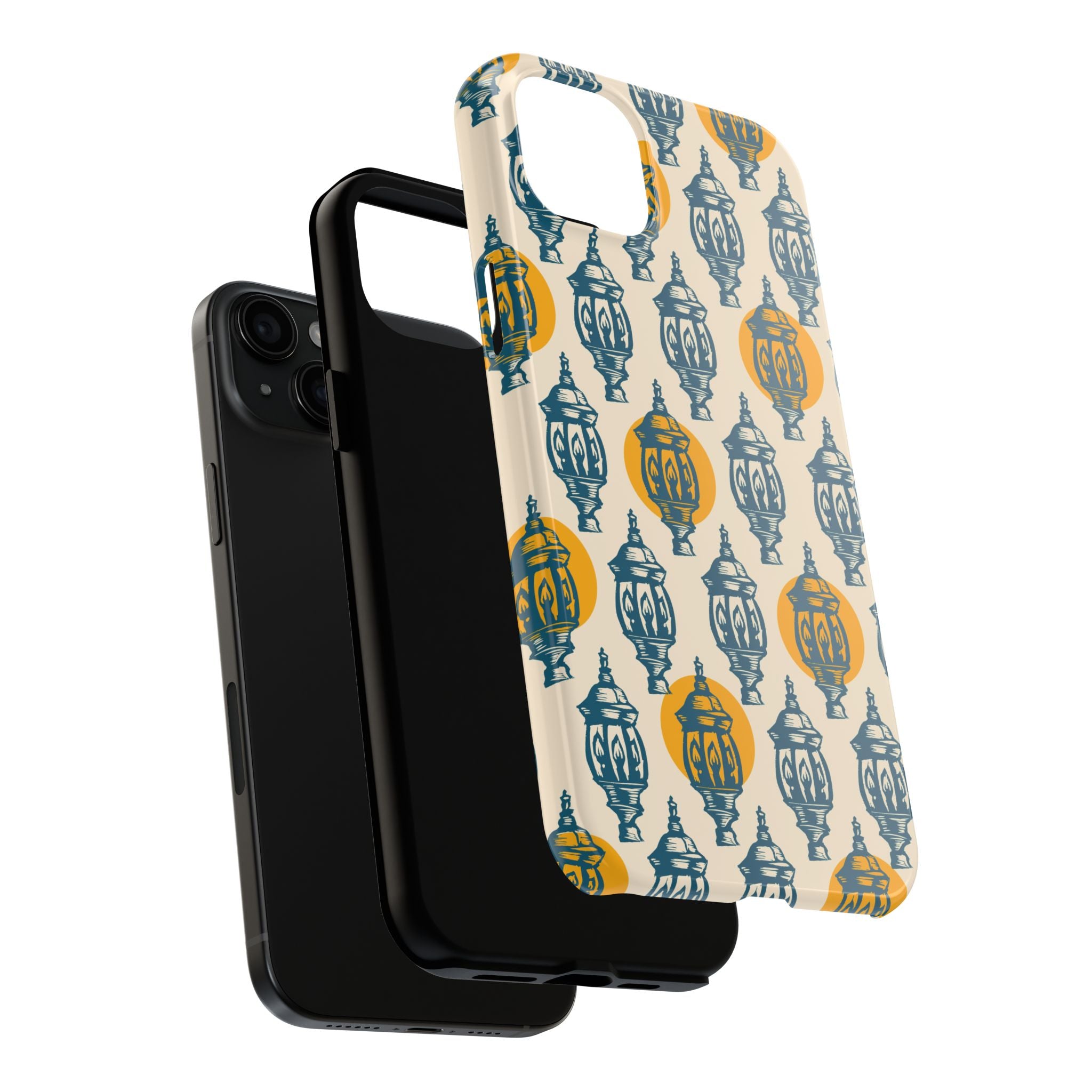 Tough Phone Case — Blue & Mustard Lantern Pattern Slim Protective Cover