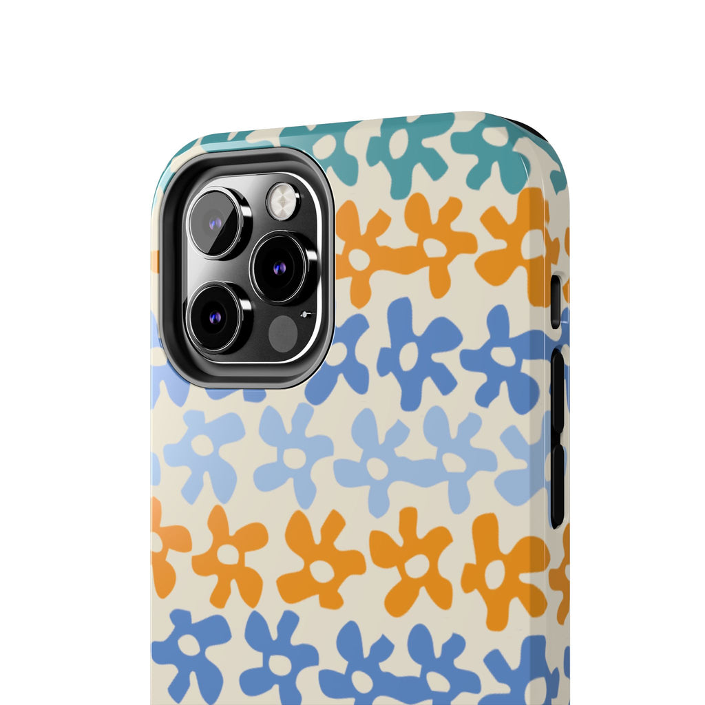 Floral Stripe Tough Phone Case — Colorful Retro Doodle Protection