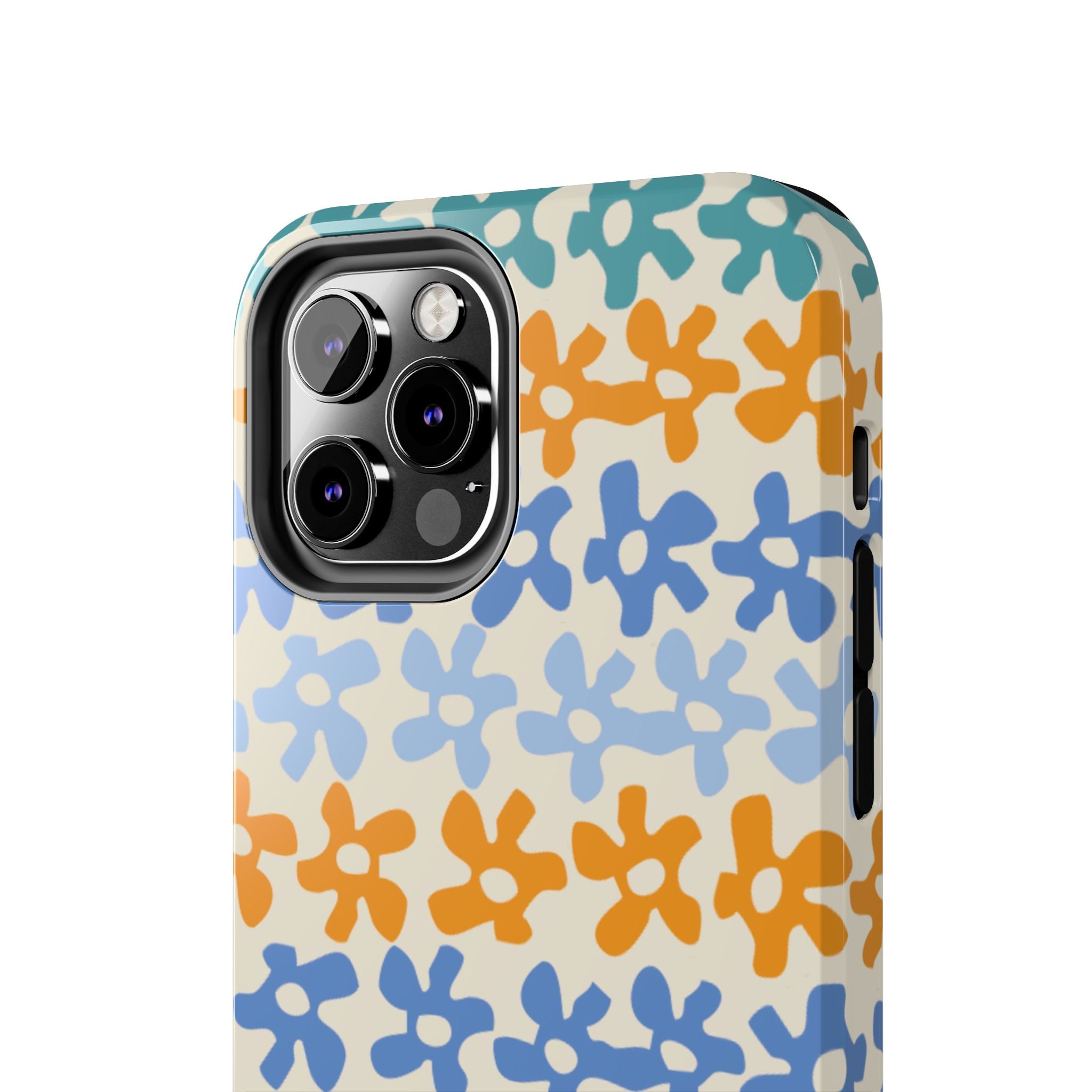 Floral Stripe Tough Phone Case — Colorful Retro Doodle Protection