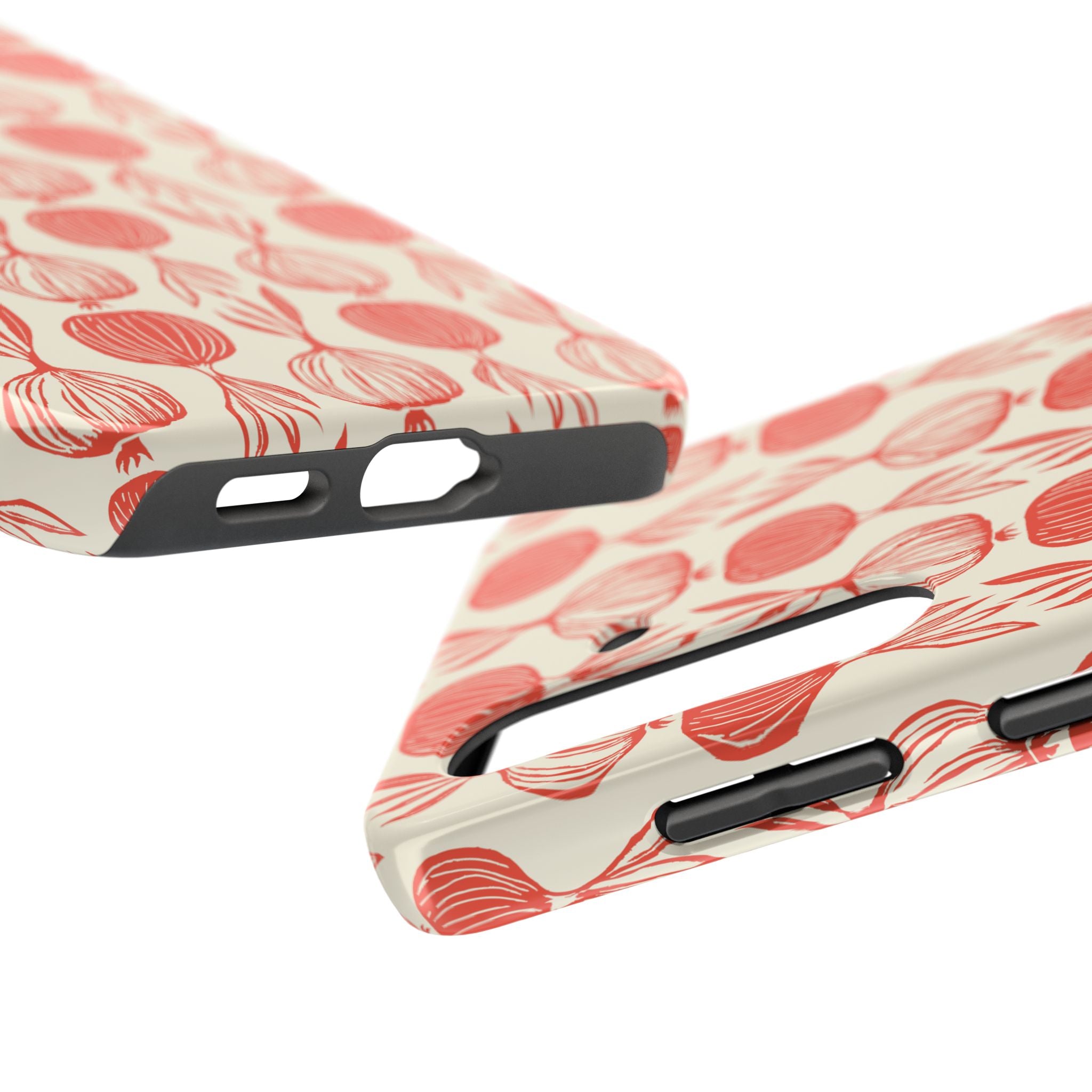 Floral Onion Pattern Tough Phone Case — Red Botanical Protective Phone Cover