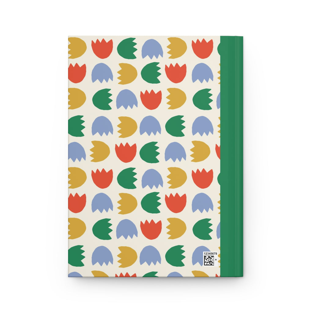 Floral Tulip Pattern Hardcover Journal — 'Notes' Notebook for School, Work & Everyday Lists