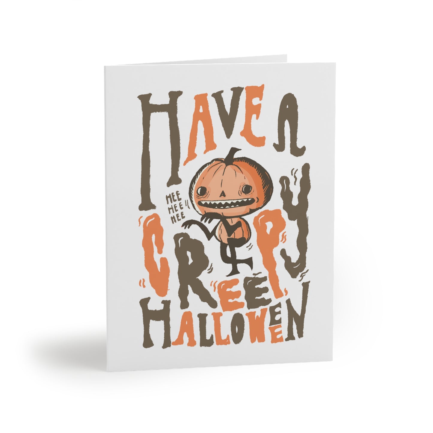 Charcoal Orange Halloween Greeting Cards Set - Creepy Pumpkin Designs, Spooky Card Collection for Halloween Parties, Trick-or-Treating, Fall Celebrations
