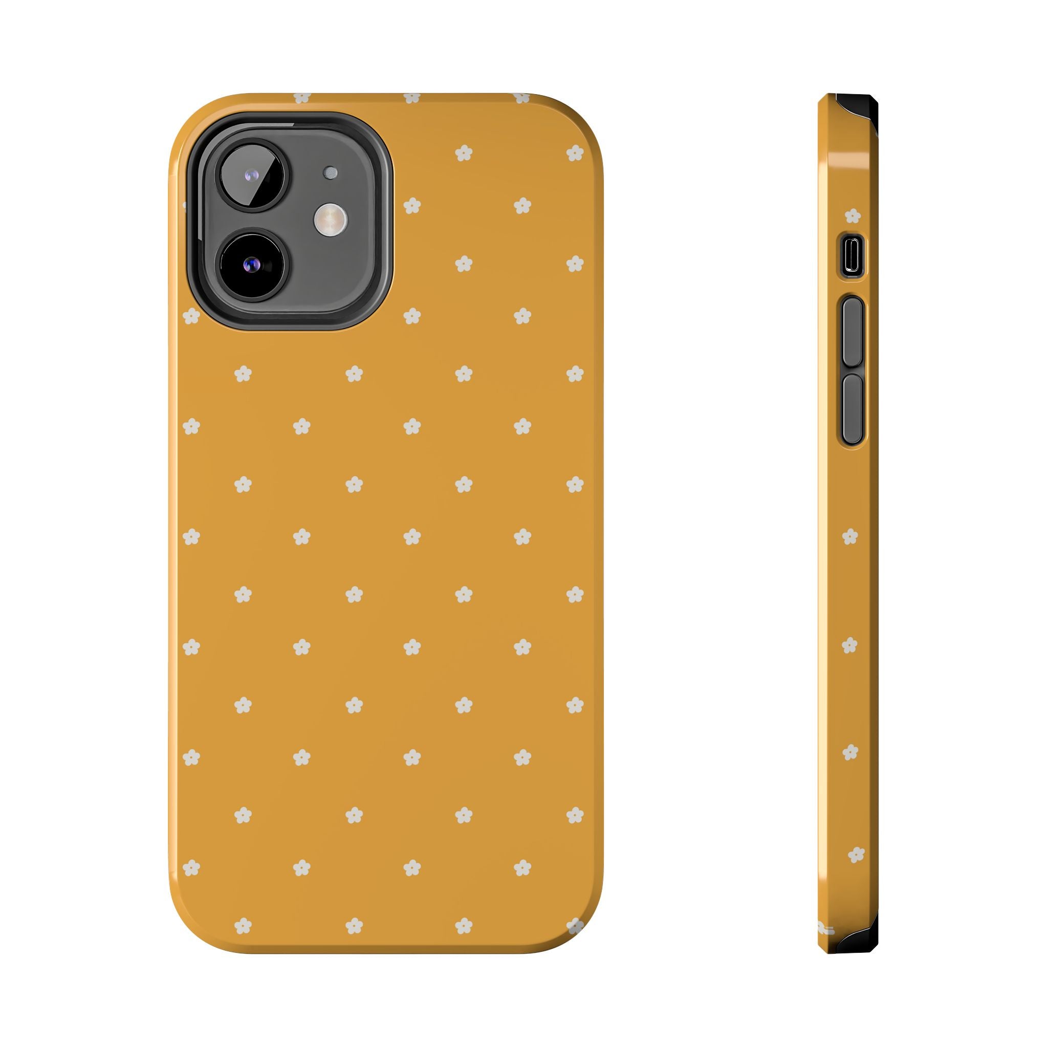 Ditsy Daisy Tough Phone Case — Mustard Floral Protective Cover