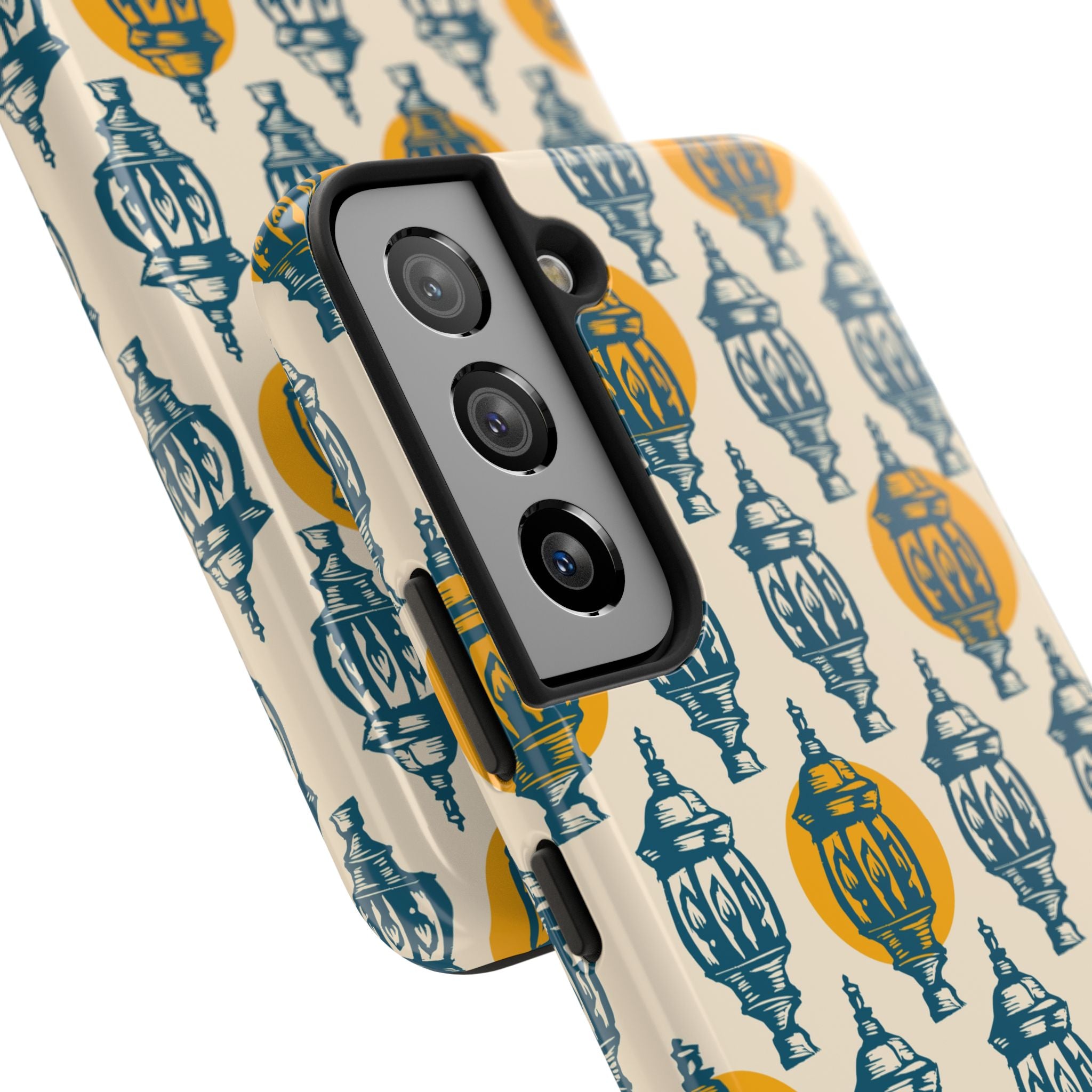 Tough Phone Case — Blue & Mustard Lantern Pattern Slim Protective Cover