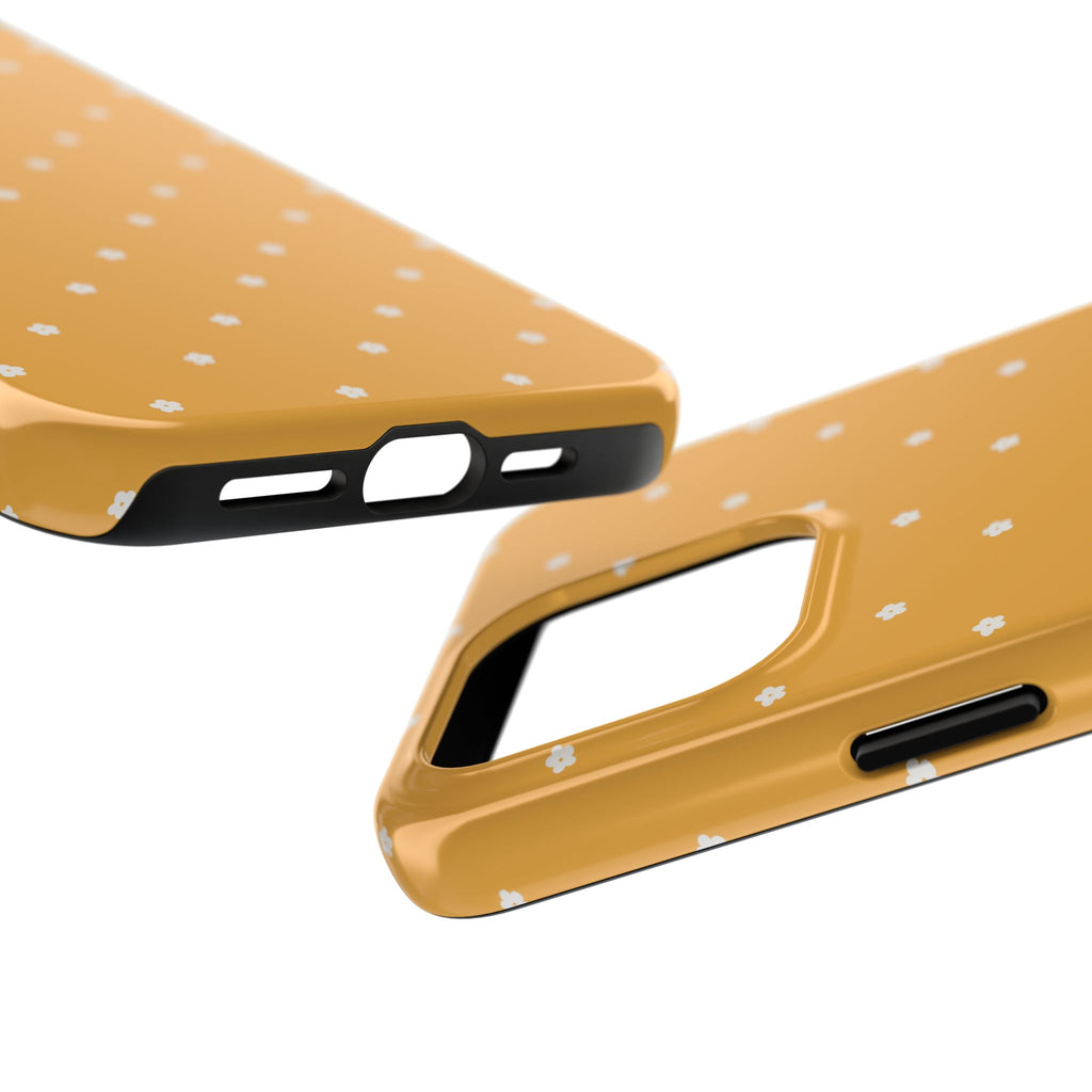 Ditsy Daisy Tough Phone Case — Mustard Floral Protective Cover