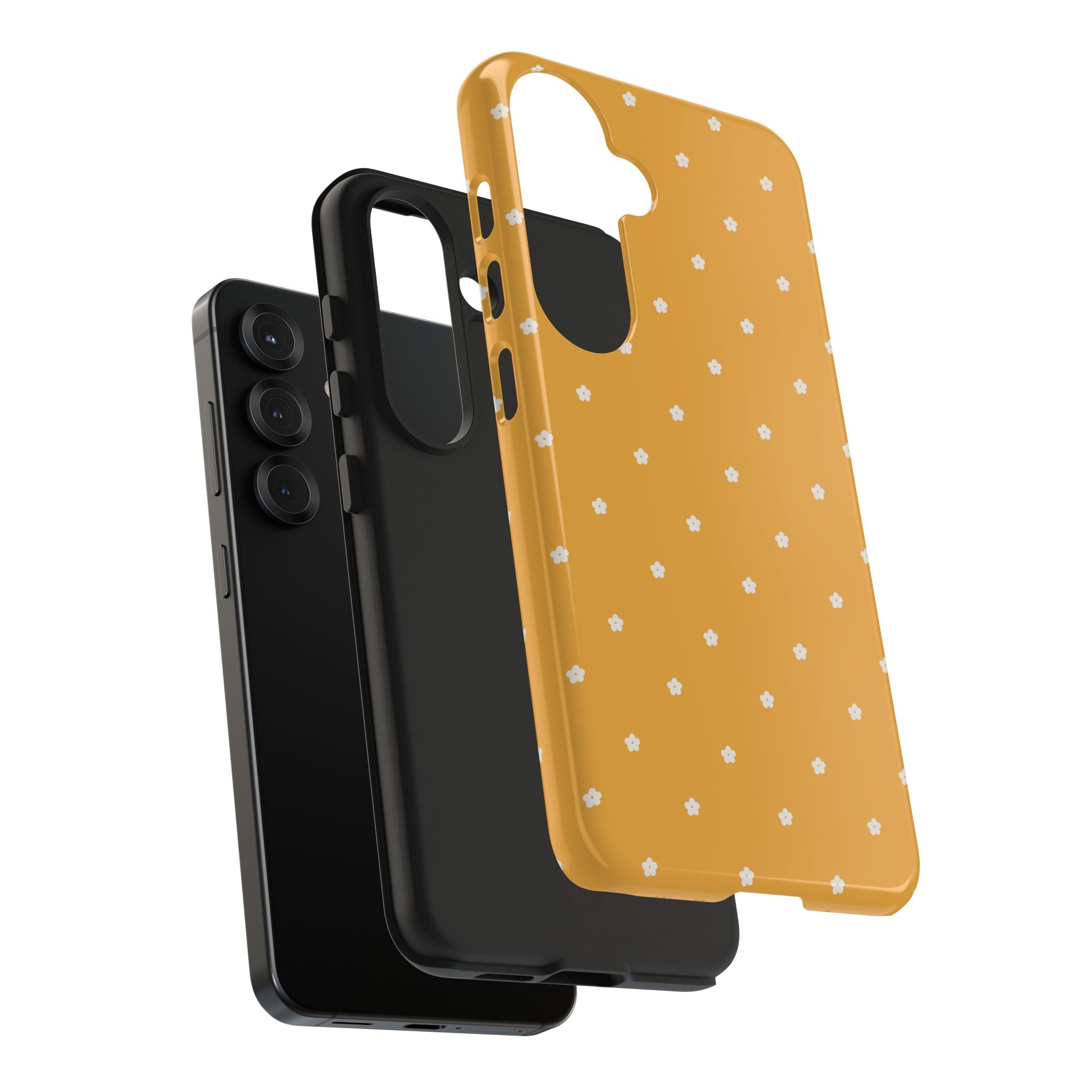 Ditsy Daisy Tough Phone Case — Mustard Floral Protective Cover