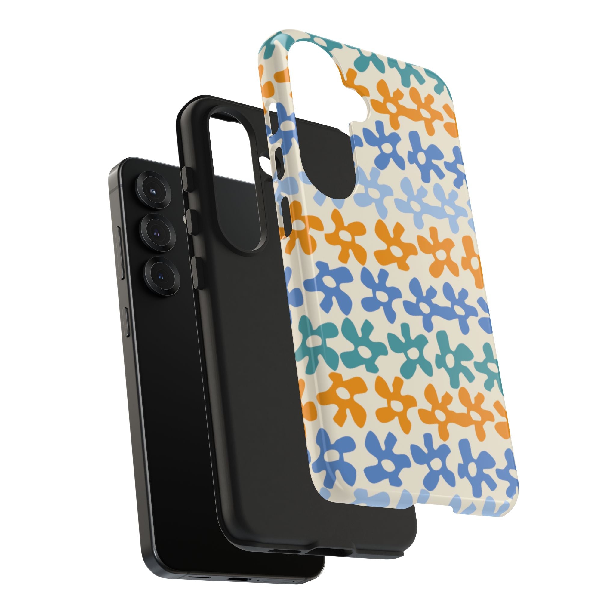 Floral Stripe Tough Phone Case — Colorful Retro Doodle Protection