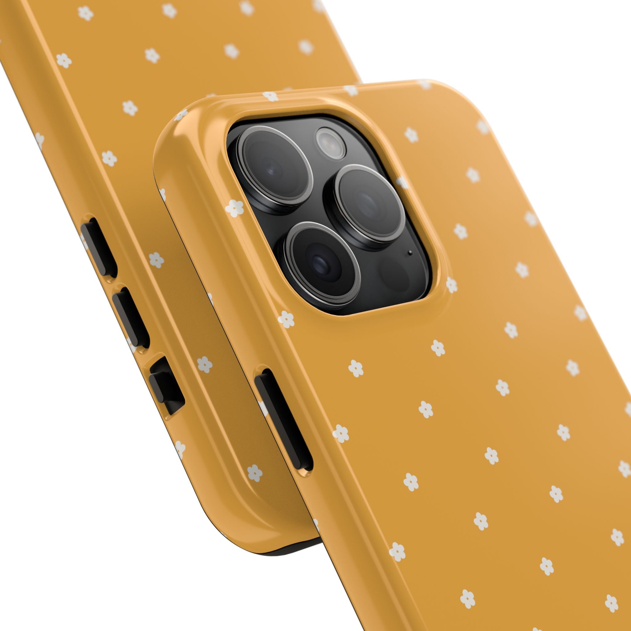 Ditsy Daisy Tough Phone Case — Mustard Floral Protective Cover