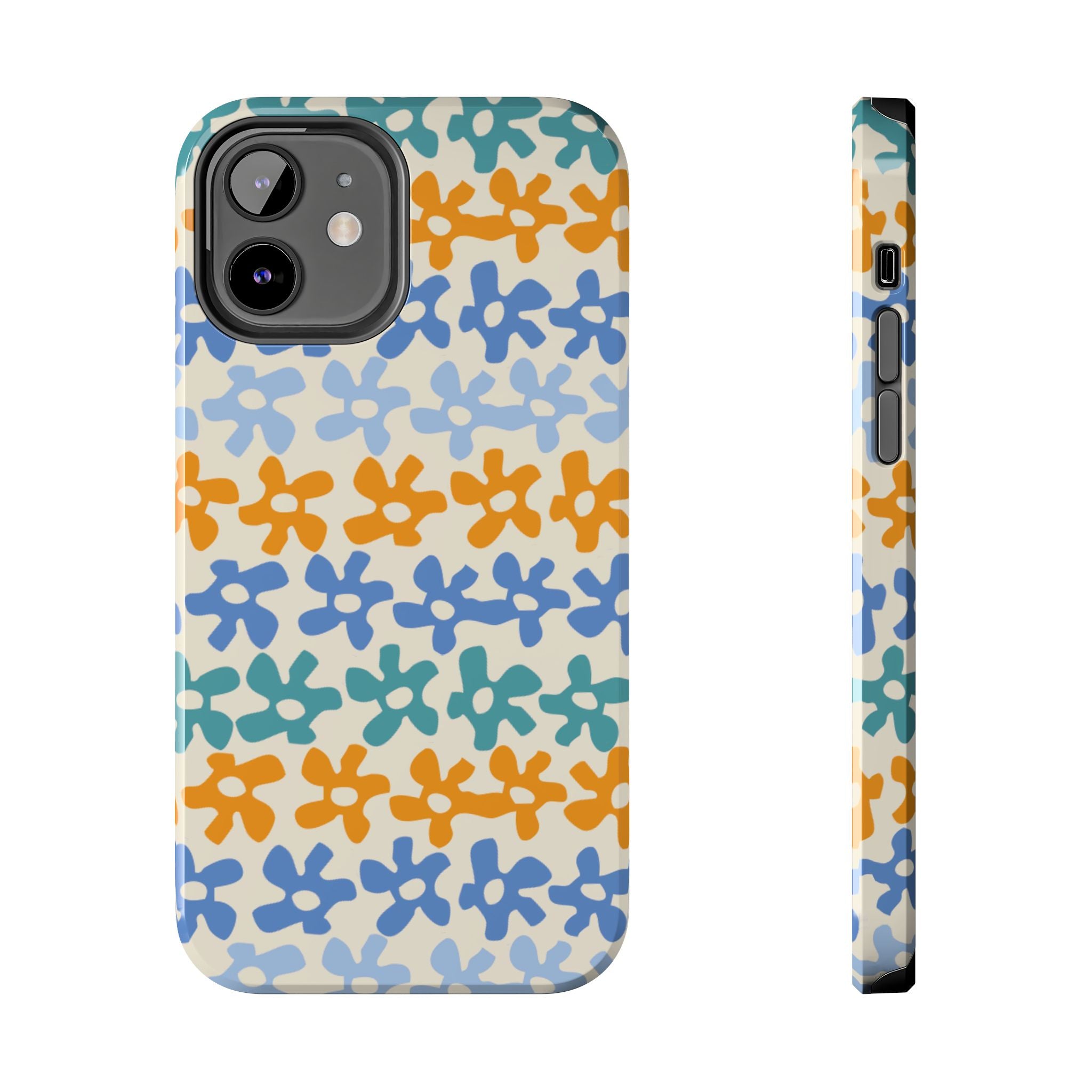 Floral Stripe Tough Phone Case — Colorful Retro Doodle Protection