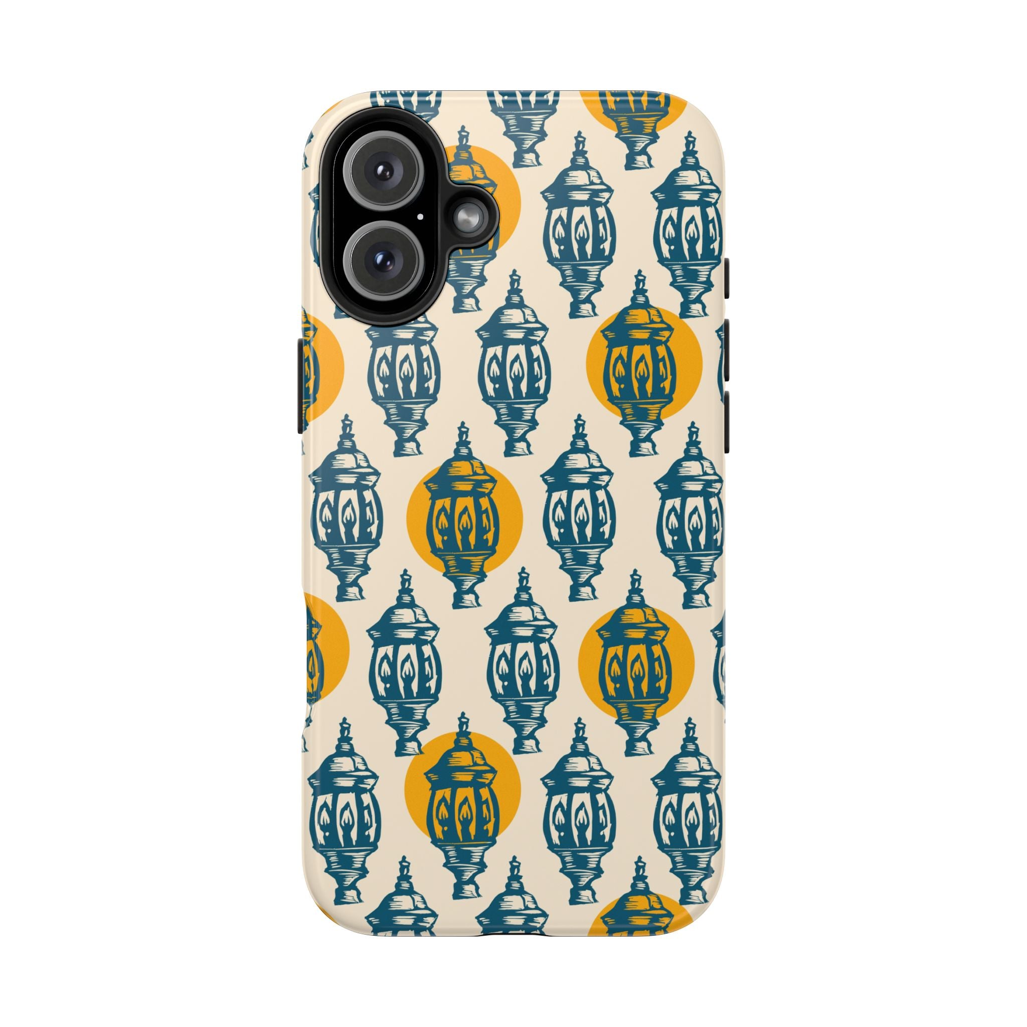 Tough Phone Case — Blue & Mustard Lantern Pattern Slim Protective Cover
