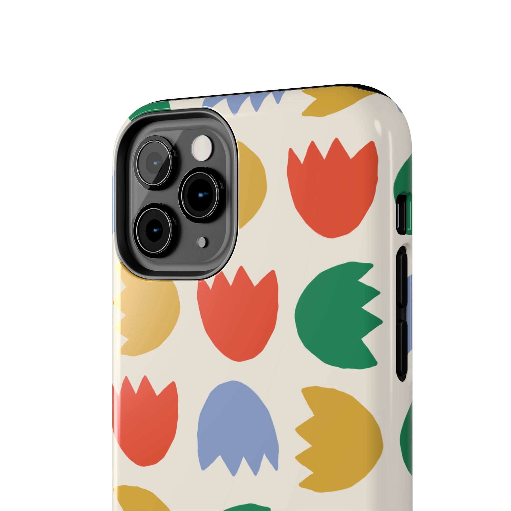 Tough Phone Case — Retro Tulip Pattern Green Floral Protective Cover