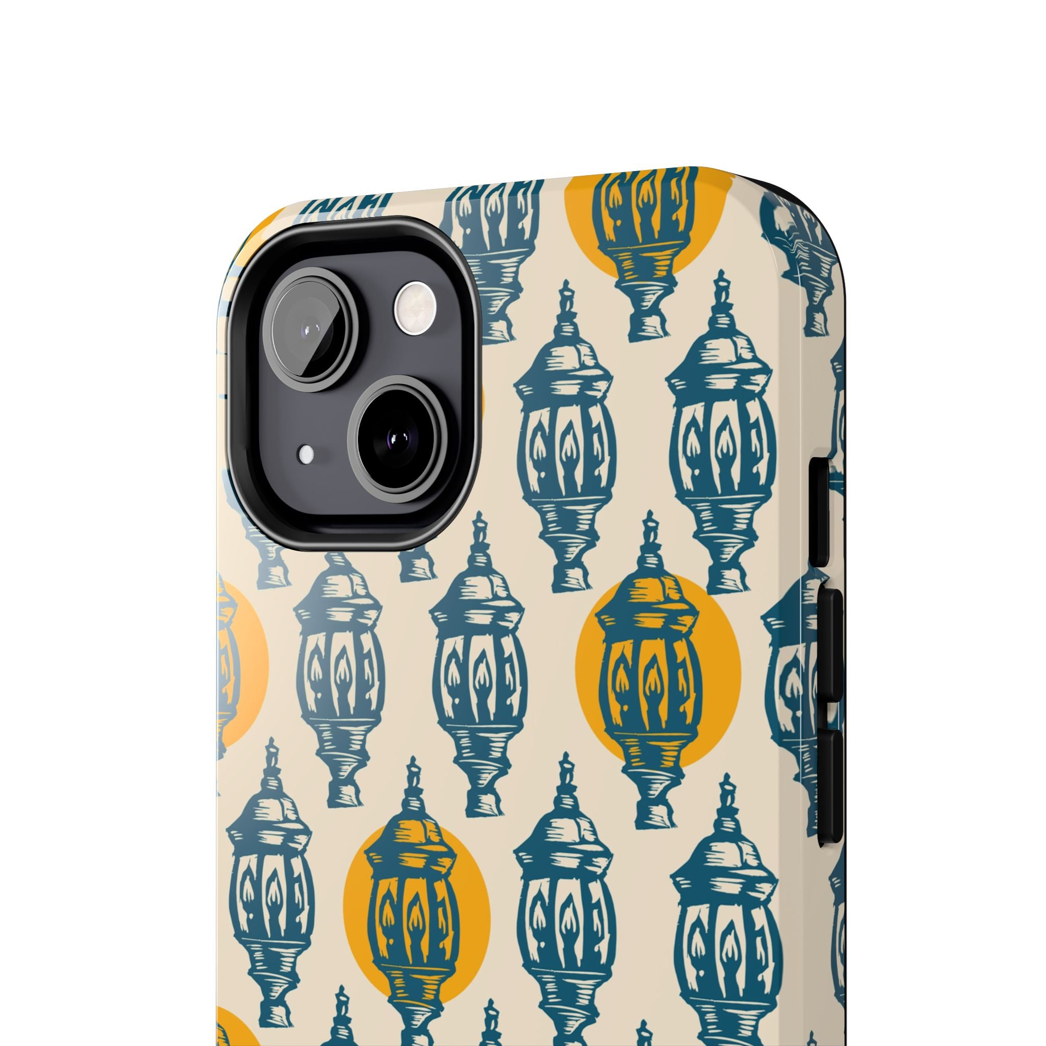 Tough Phone Case — Blue & Mustard Lantern Pattern Slim Protective Cover