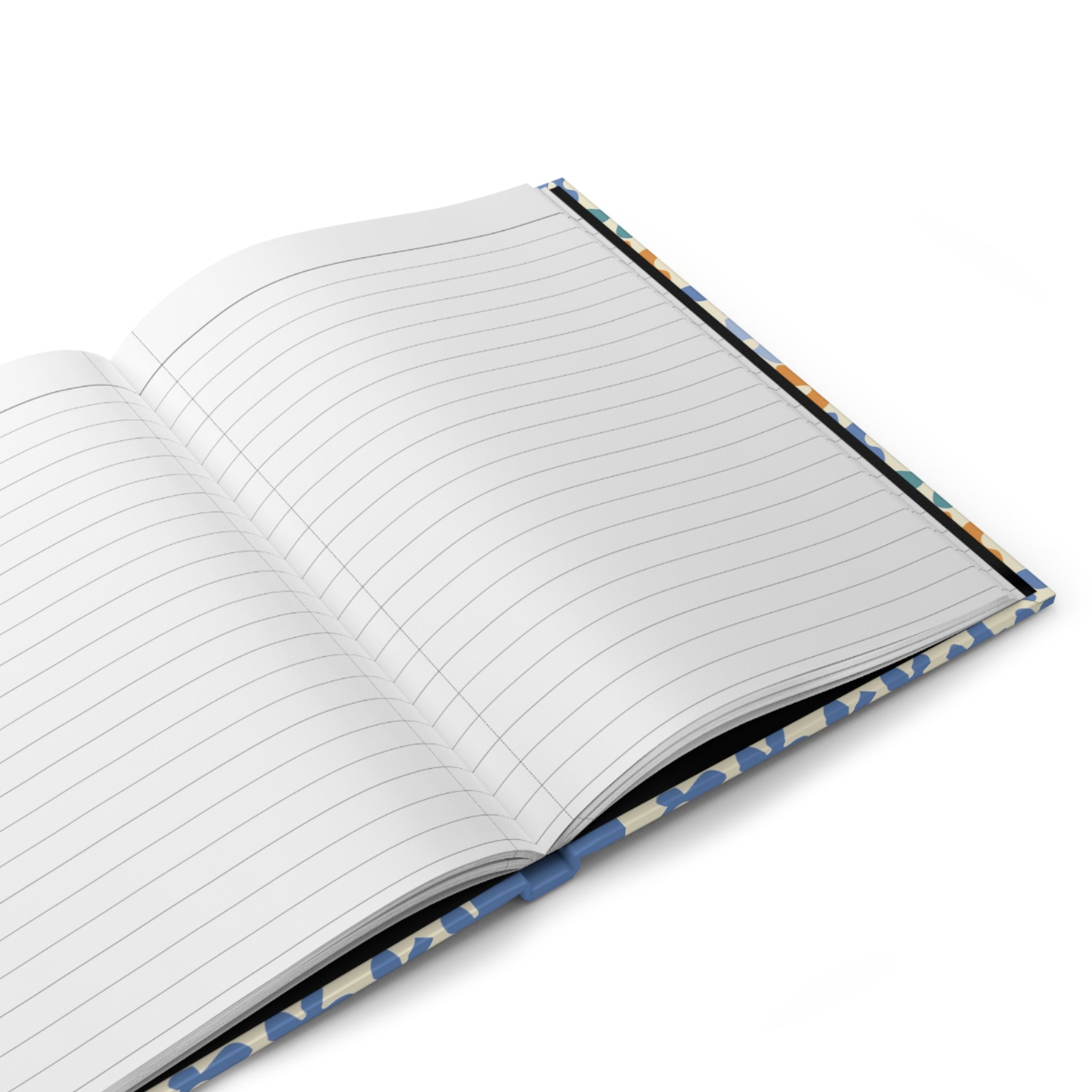 Floral Stripe Hardcover Notebook — 'Notebook' Matte Journal, Blue & Orange Pattern