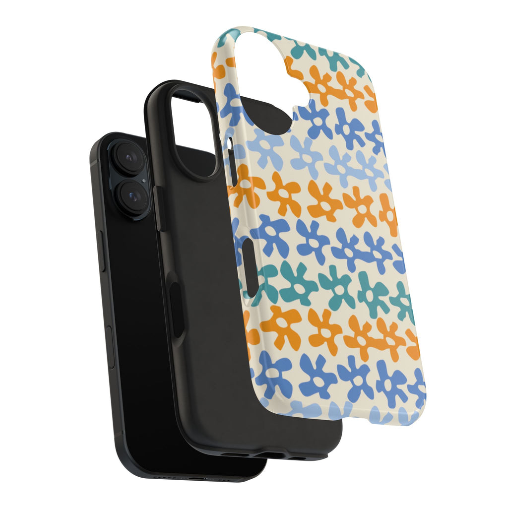 Floral Stripe Tough Phone Case — Colorful Retro Doodle Protection