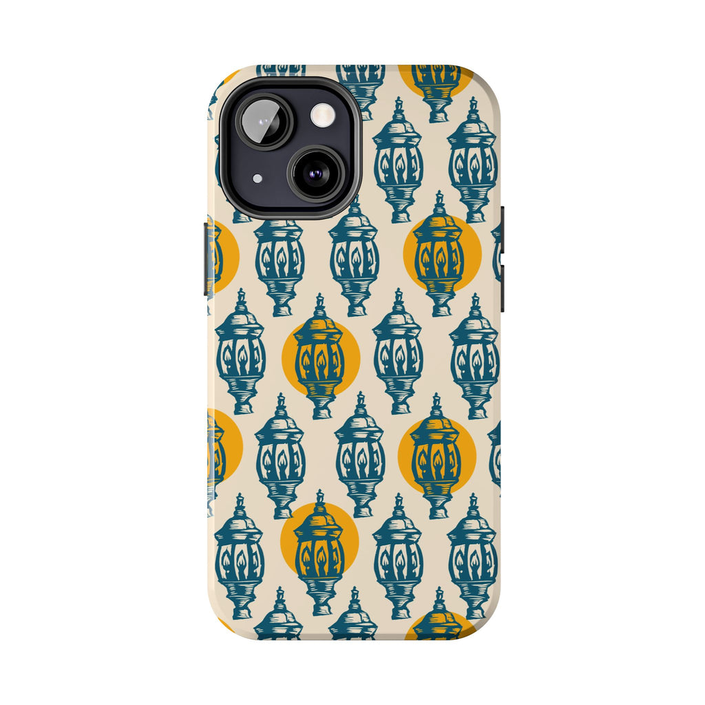 Tough Phone Case — Blue & Mustard Lantern Pattern Slim Protective Cover