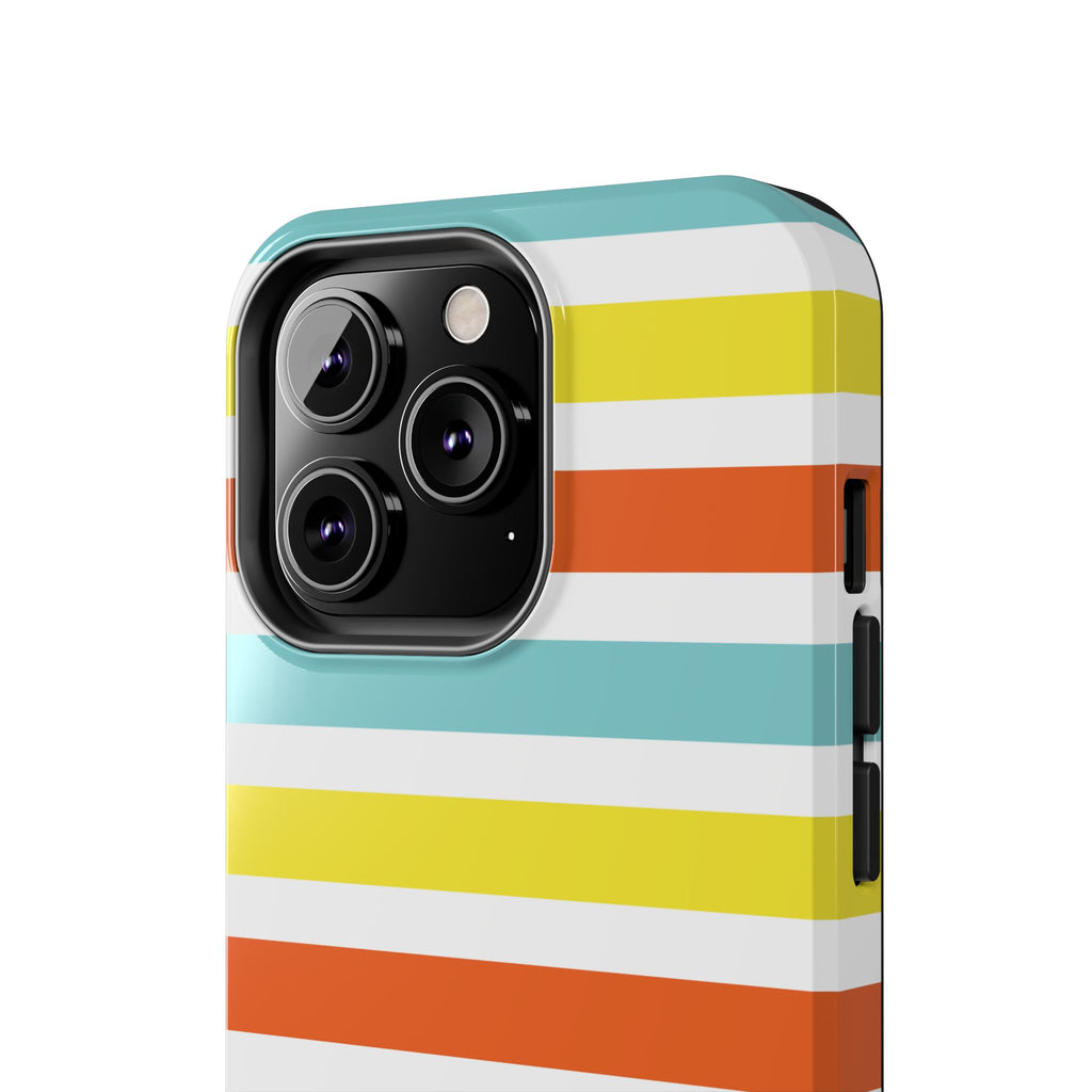 Striped Tough Phone Case — Retro Summer Color Block iPhone Case