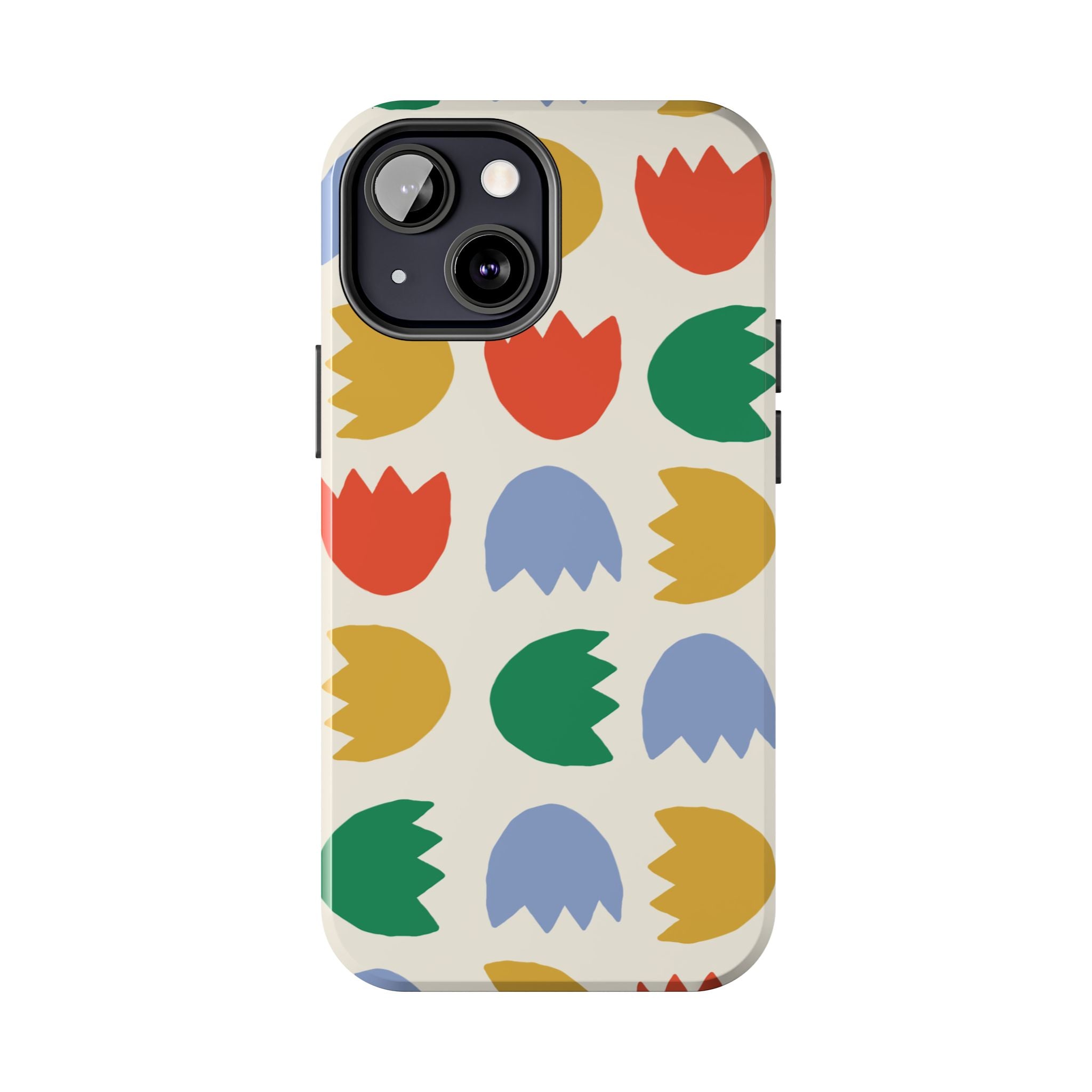 Tough Phone Case — Retro Tulip Pattern Green Floral Protective Cover