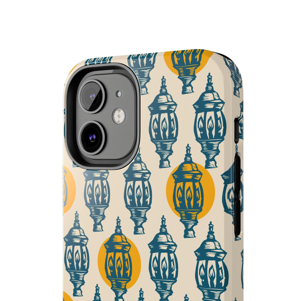 Tough Phone Case — Blue & Mustard Lantern Pattern Slim Protective Cover