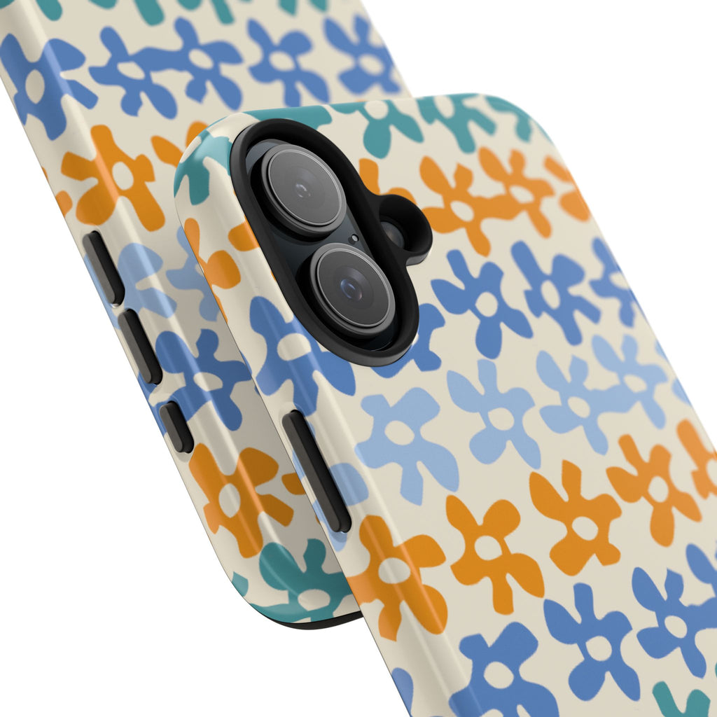Floral Stripe Tough Phone Case — Colorful Retro Doodle Protection