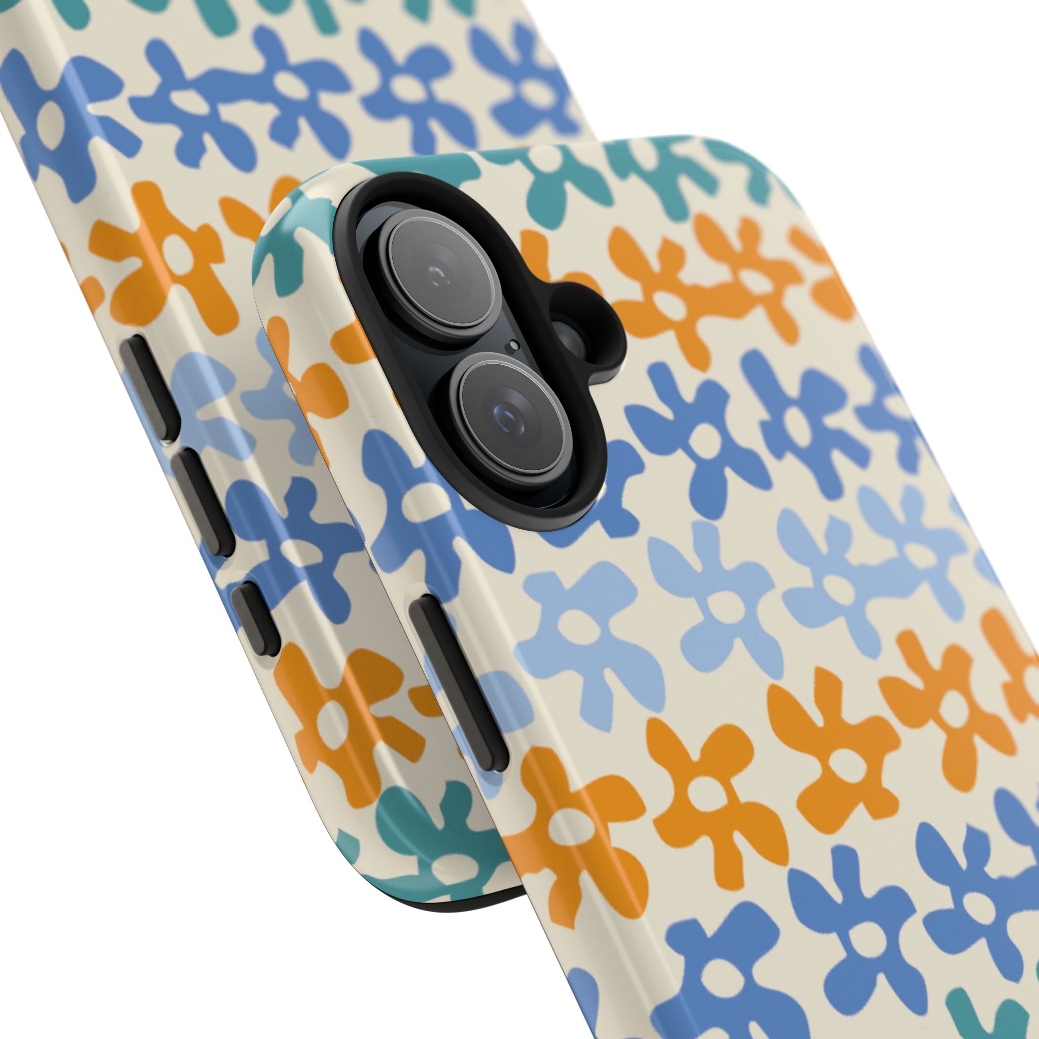 Floral Stripe Tough Phone Case — Colorful Retro Doodle Protection