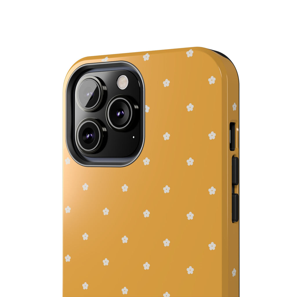 Ditsy Daisy Tough Phone Case — Mustard Floral Protective Cover