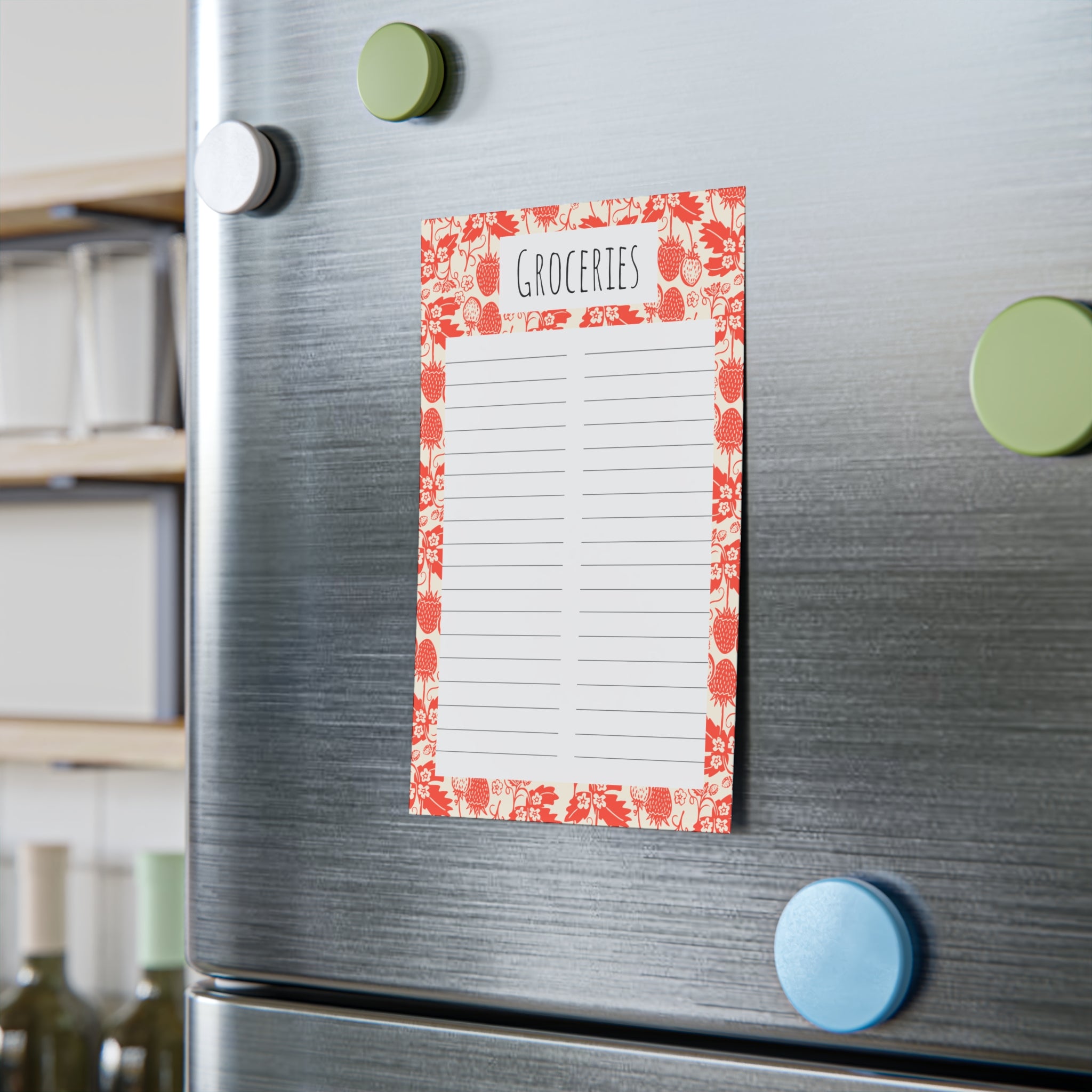 Stawberry Floral Border Post-it Note Pads — Coral Vintage Flower Sticky Notes