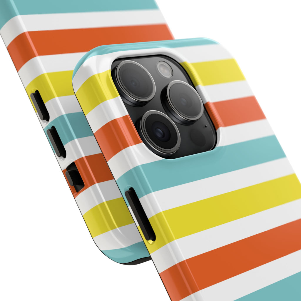 Striped Tough Phone Case — Retro Summer Color Block iPhone Case