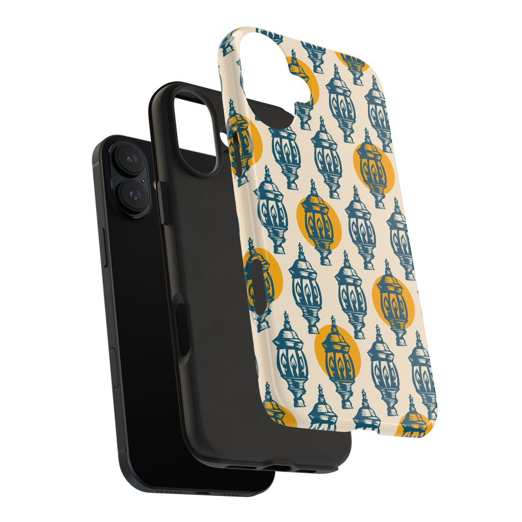 Tough Phone Case — Blue & Mustard Lantern Pattern Slim Protective Cover