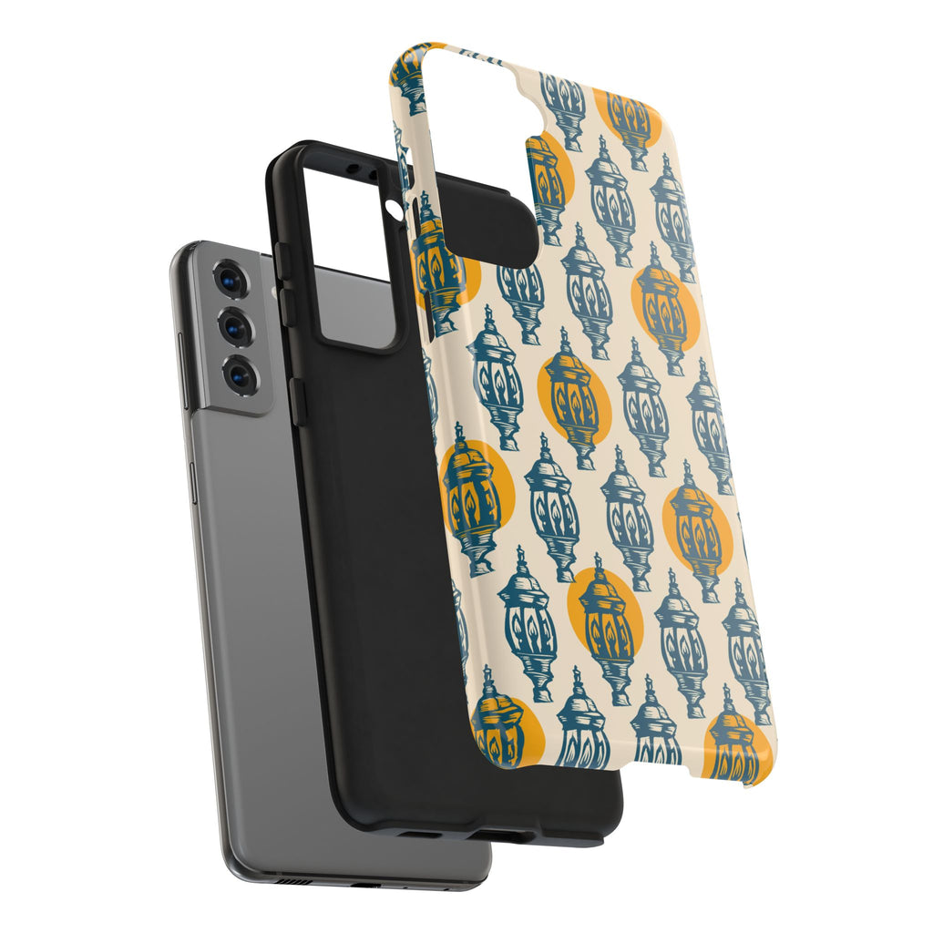 Tough Phone Case — Blue & Mustard Lantern Pattern Slim Protective Cover