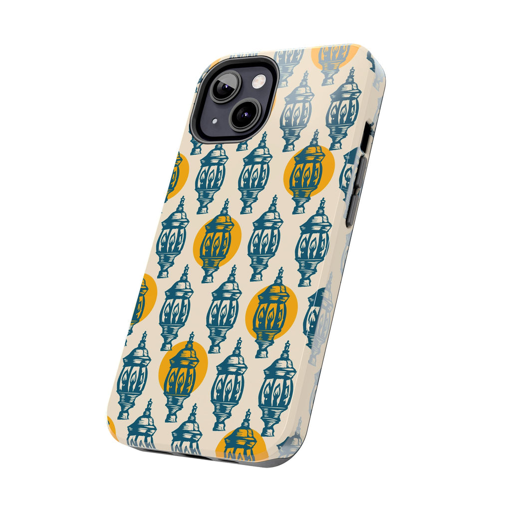 Tough Phone Case — Blue & Mustard Lantern Pattern Slim Protective Cover