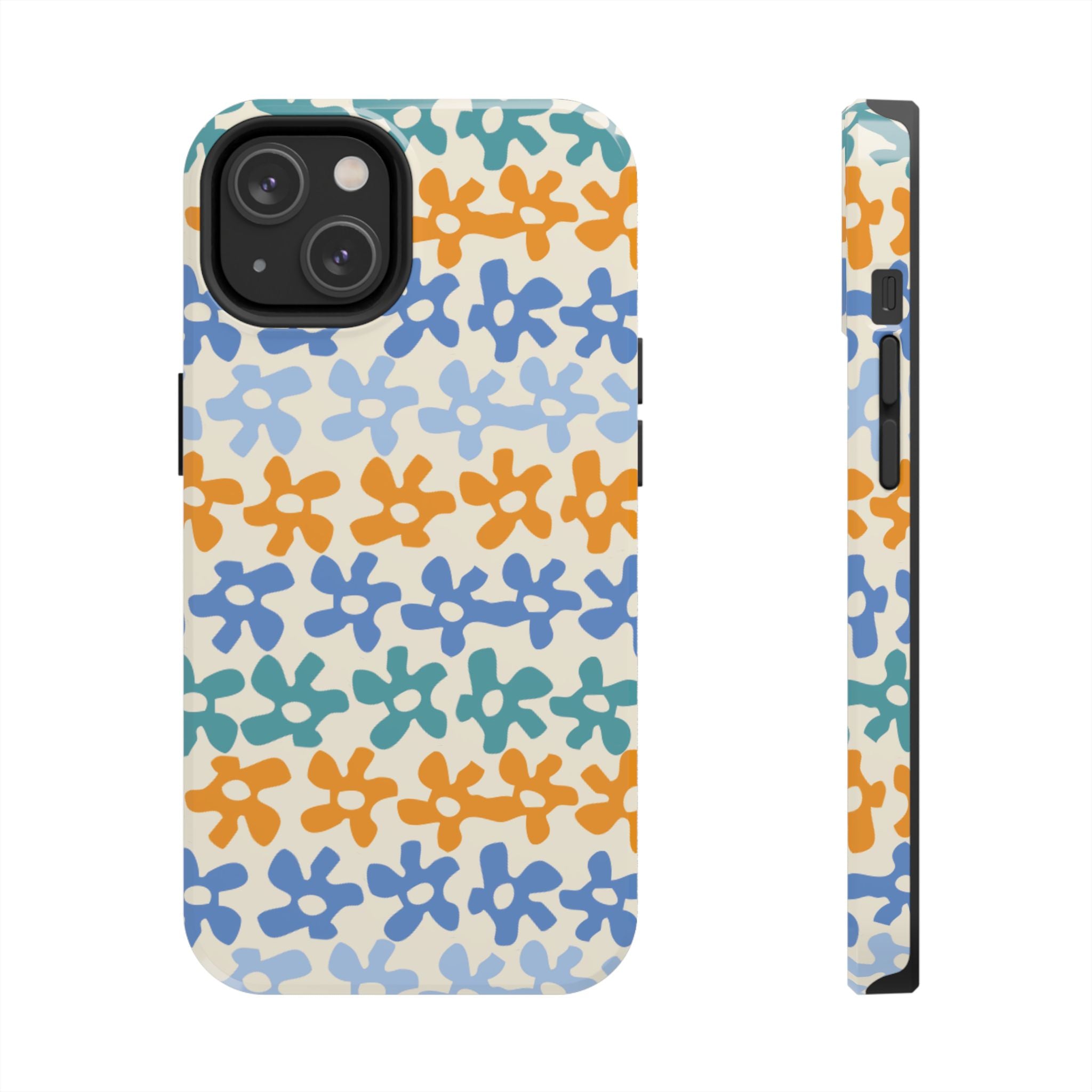 Floral Stripe Tough Phone Case — Colorful Retro Doodle Protection