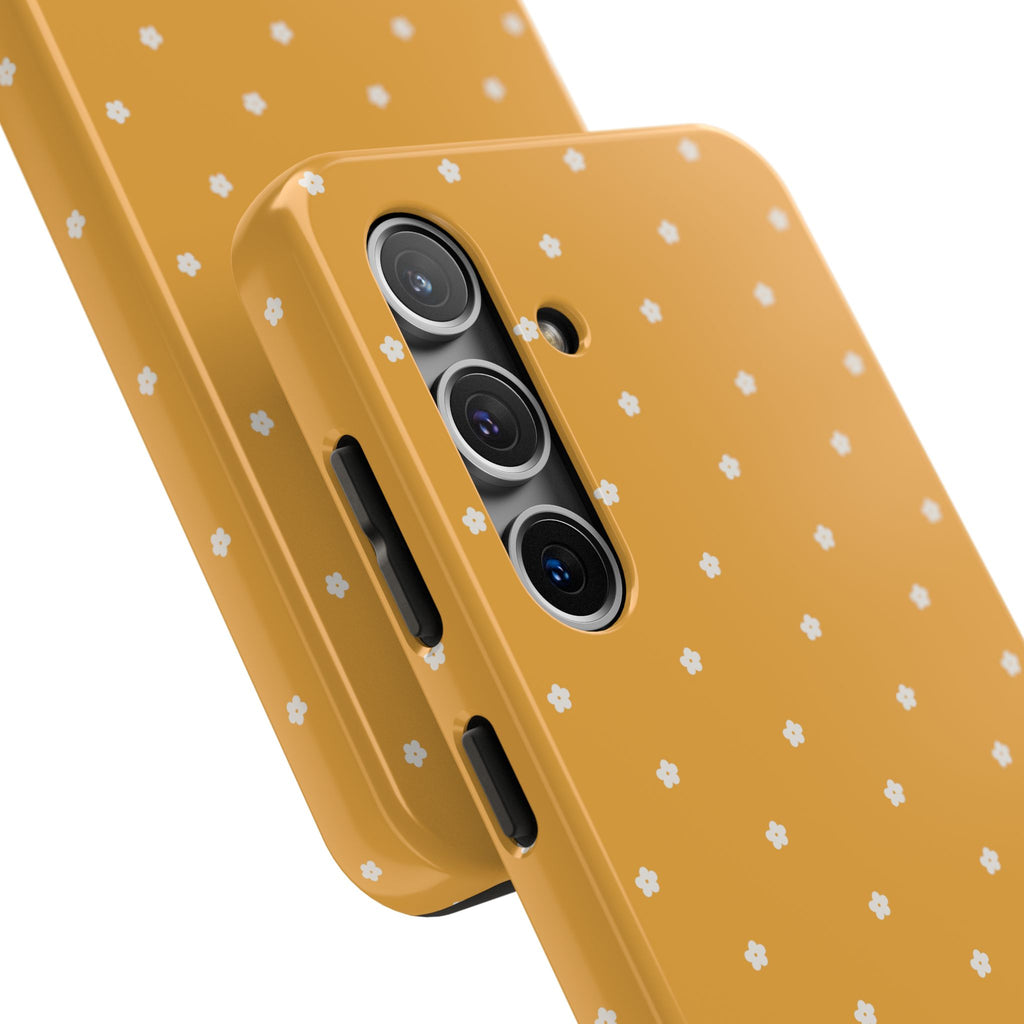 Ditsy Daisy Tough Phone Case — Mustard Floral Protective Cover