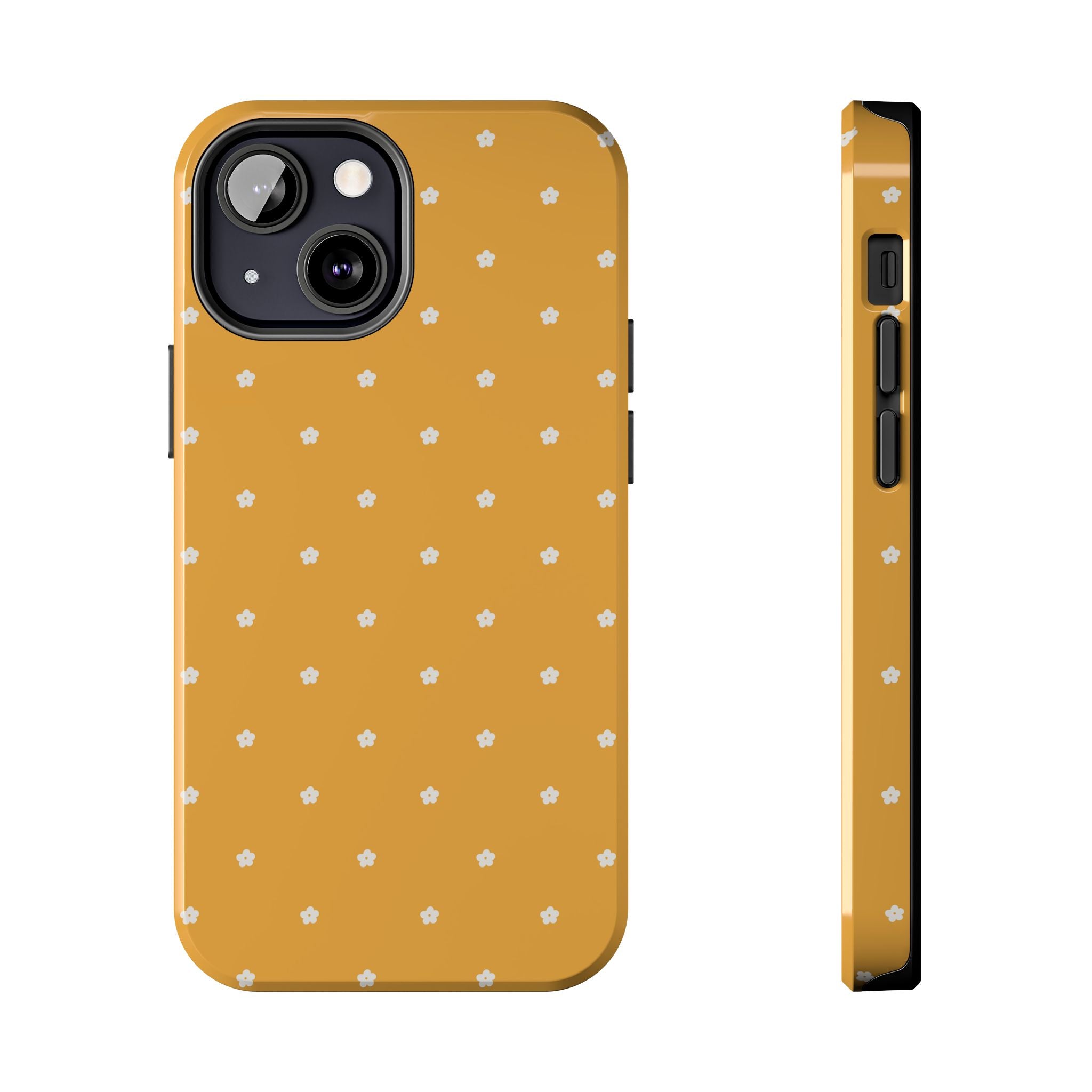 Ditsy Daisy Tough Phone Case — Mustard Floral Protective Cover