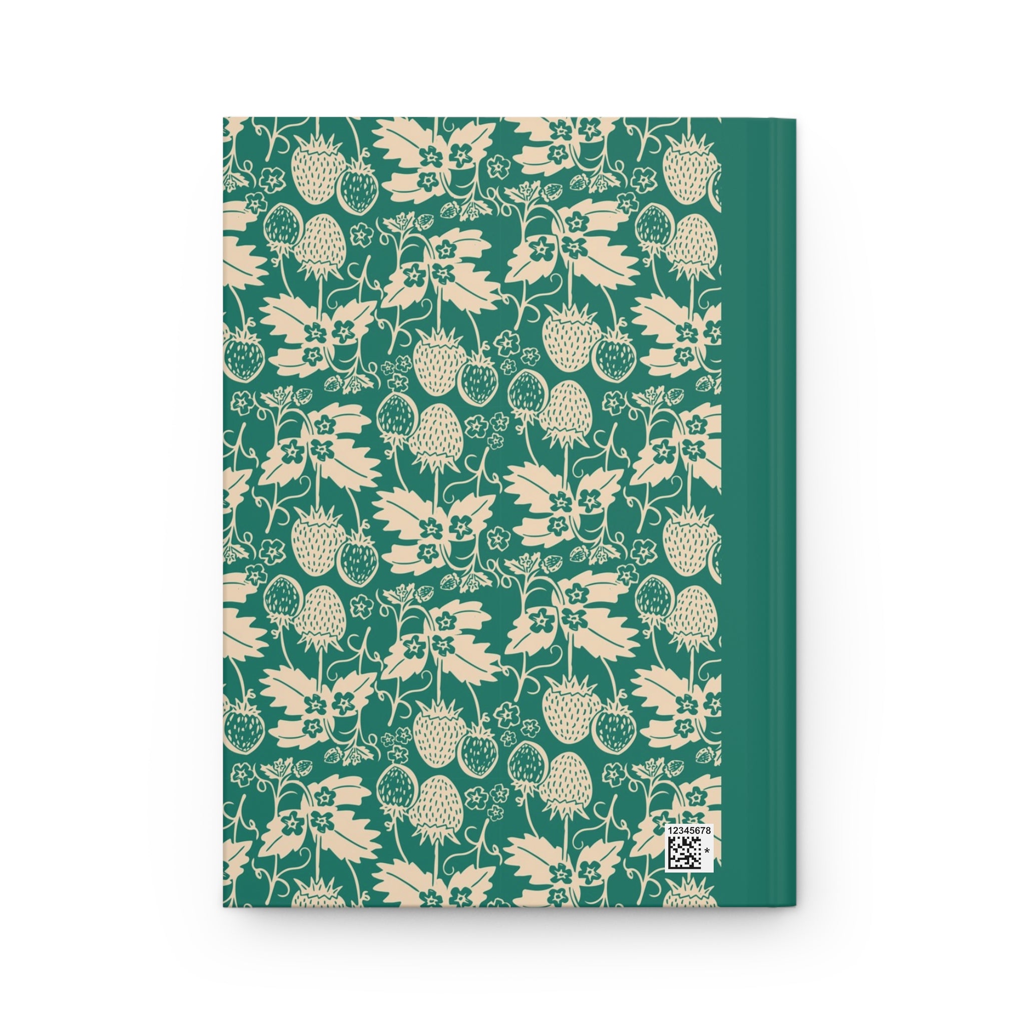 Floral Thistle Hardcover Journal — Botanical Green Strawberry Pattern
