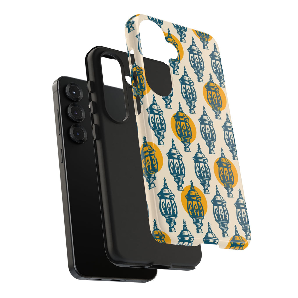 Tough Phone Case — Blue & Mustard Lantern Pattern Slim Protective Cover