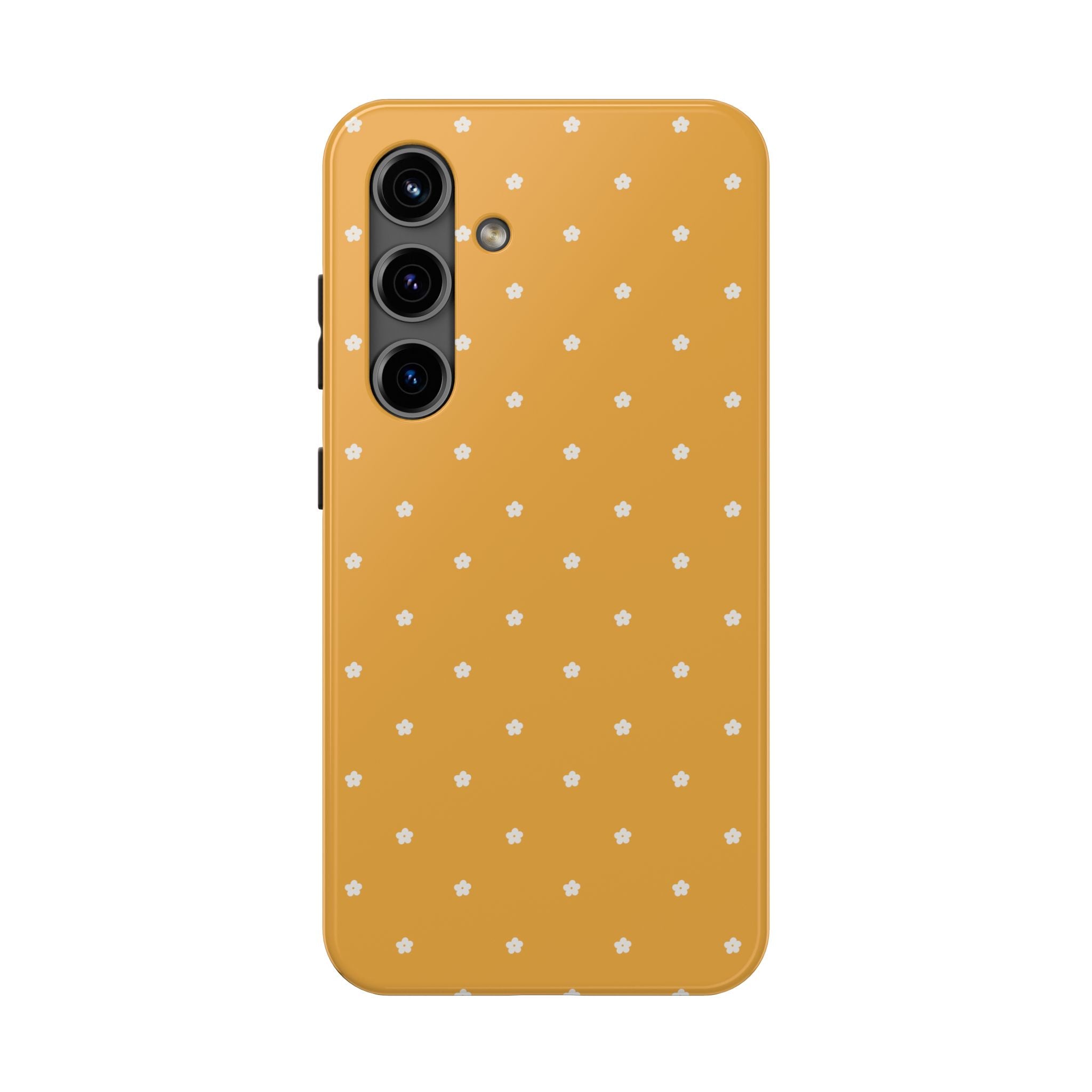 Ditsy Daisy Tough Phone Case — Mustard Floral Protective Cover