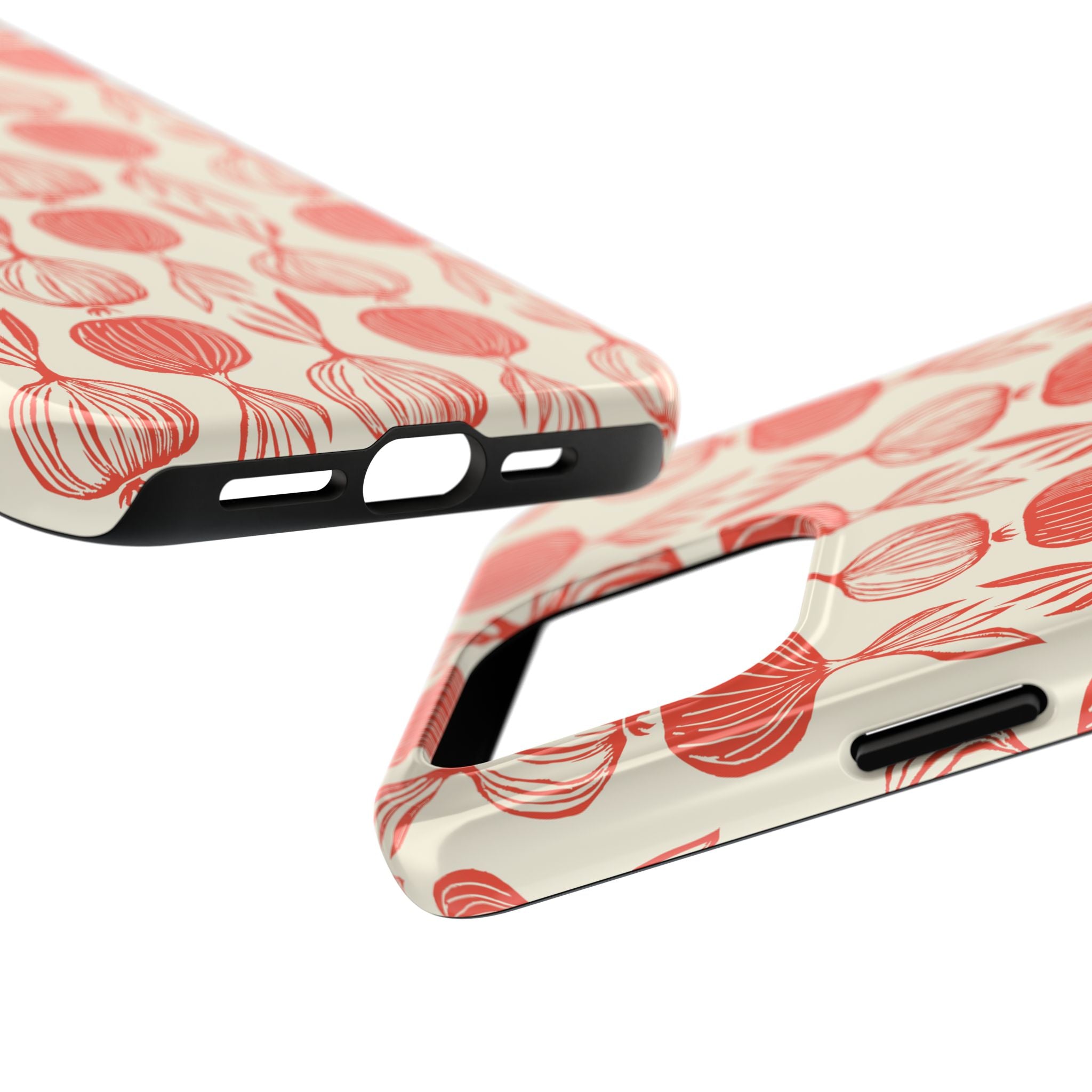 Floral Onion Pattern Tough Phone Case — Red Botanical Protective Phone Cover