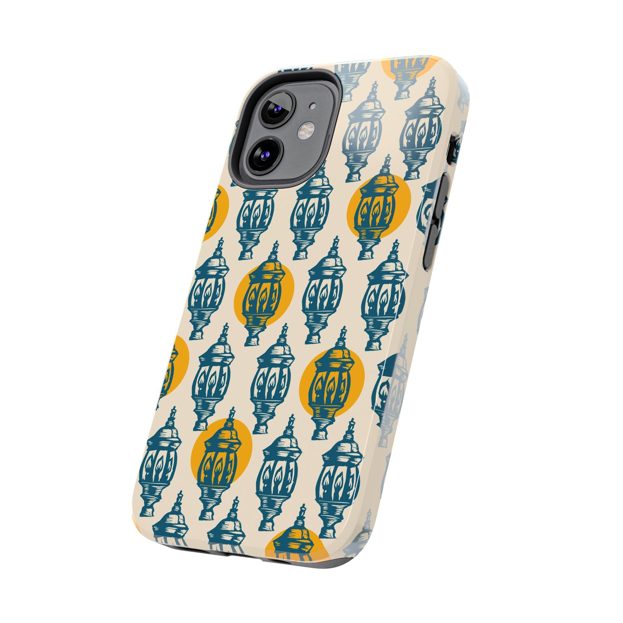 Tough Phone Case — Blue & Mustard Lantern Pattern Slim Protective Cover