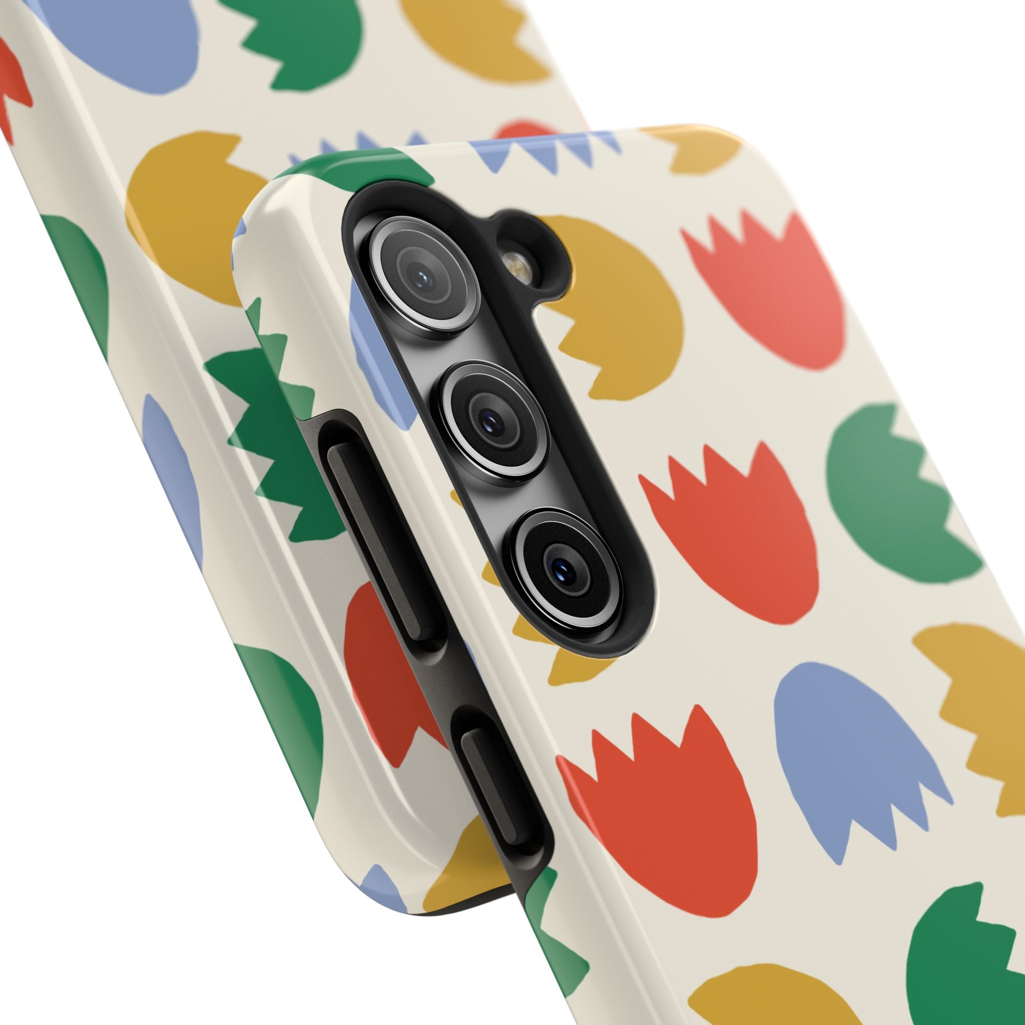 Tough Phone Case — Retro Tulip Pattern Green Floral Protective Cover