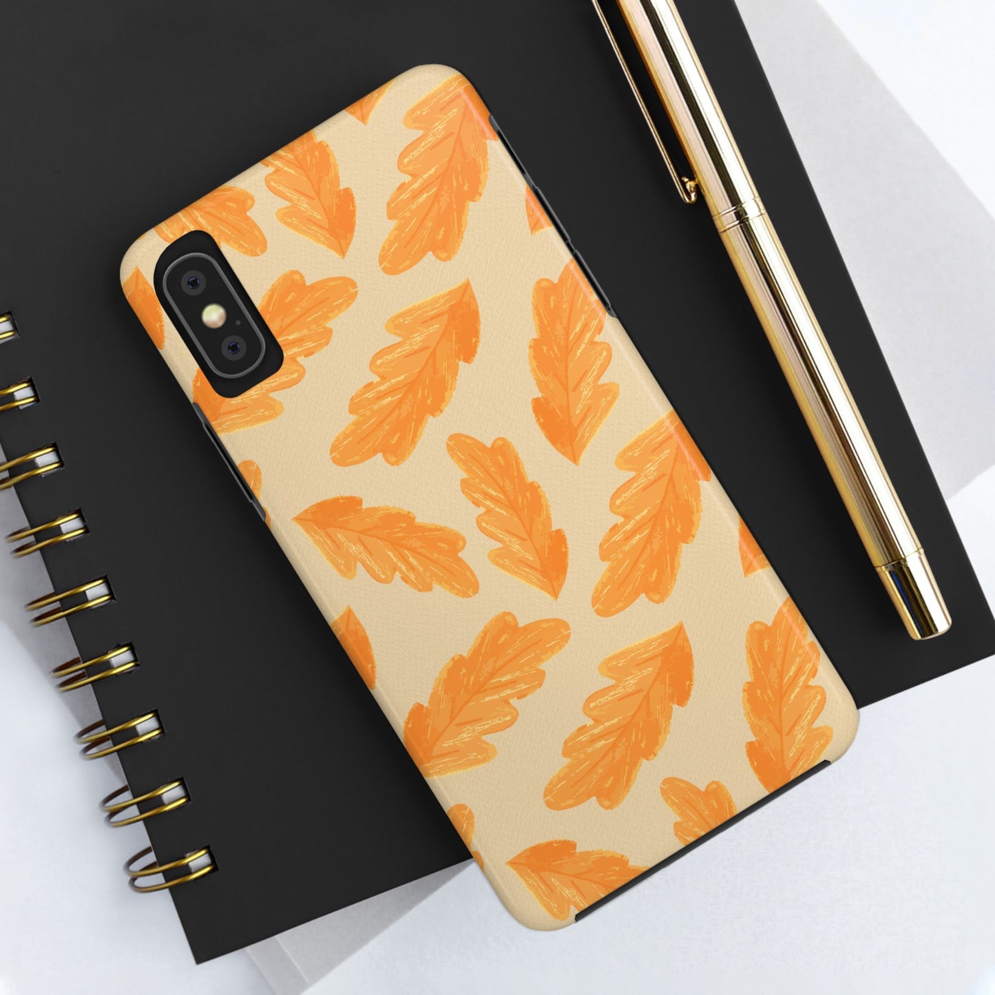 Autumn Leaf Phone Cases | Tough Fall Phone Covers, Seasonal Gifts, Stylish Accessories, Unique Designs, Orange Leaf Pattern